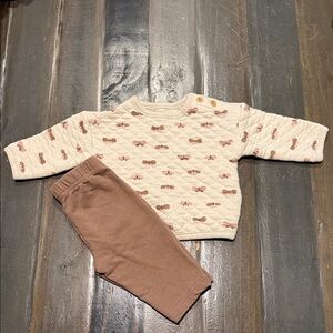 Carter's Cream and Brown Sweatshirt Set